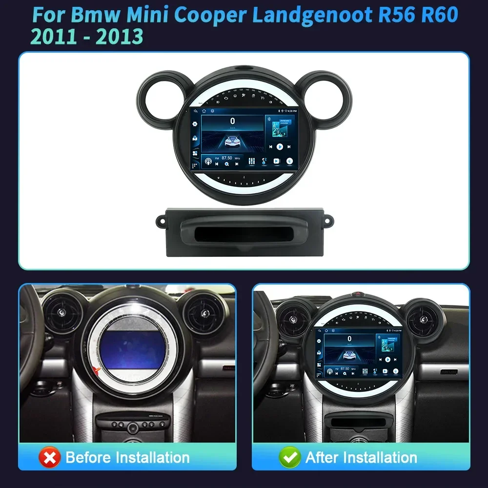 For Bmw Mini Cooper Landgenoot R56 R60 2011-2013 Android 14 Car Radio Wireless Bluetooth Carplay Multimedia Touch Screen Stereo