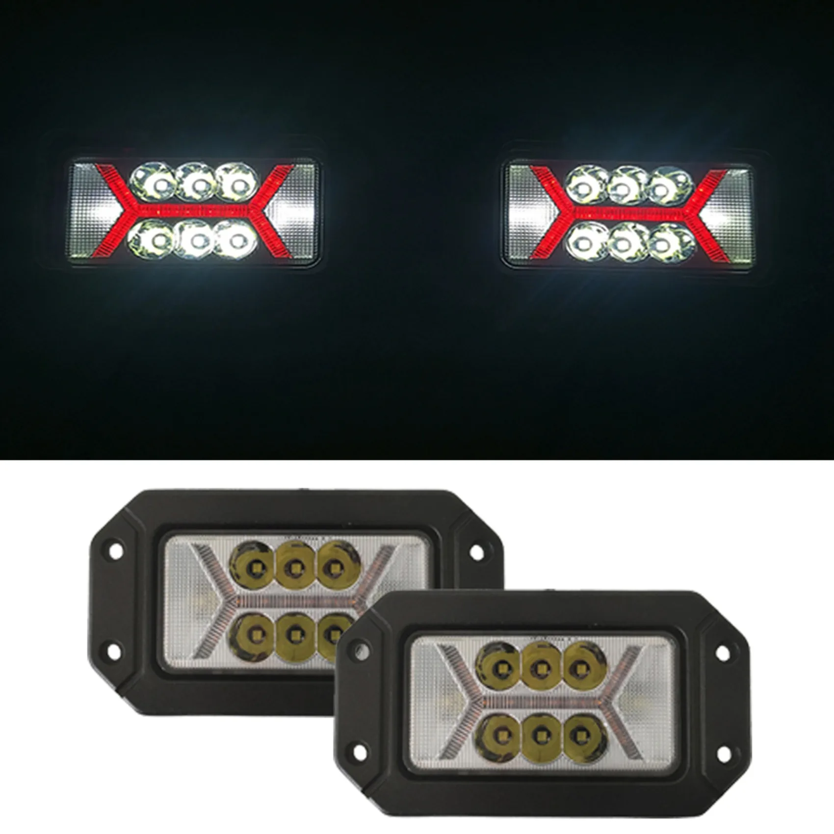 40W LED Off-Road Work Light Rectangular X Fog Light Red Light for Car Truck ATV Trailer