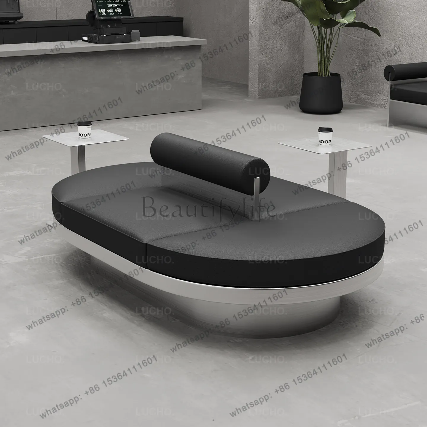 

Industrial style cafe creative special-shaped double-sided card seat sofa back to back stainless steel
