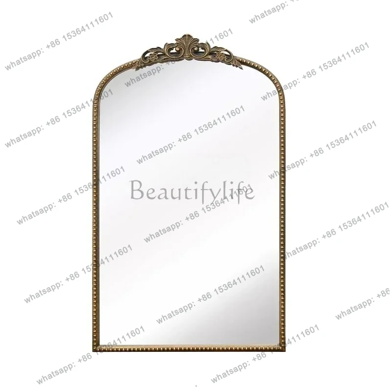 

pg45American retro carved makeup, French bathroom mirror wall-mounted washbasin vanity mirror smart entrance decorative