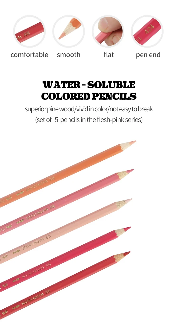 Faber Castell 5 Stück farbige Buntstifte mit 4 mm Kern, wasserlöslicher und öliger Bleistift zum Zeichnen von Künstlern, Skizzieren, Porträt, Kunstbedarf – Detail 2