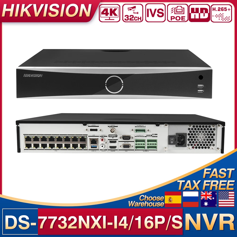 

Original Hikvision DS-7732NXI-I4/16P/S 32CH 4SATA 16POE AcuSense 4K NVR Ports H.265+ AcuSense Plug & Play Network Video Recorder