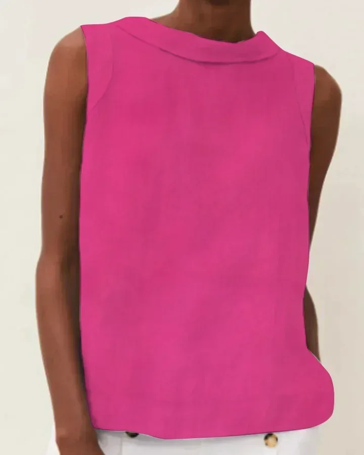 봄 코튼 린넨 여성 탑 화이트 민소매 오목 캐주얼 블라우스 여성 유행 패션 오피스 탑 숙녀