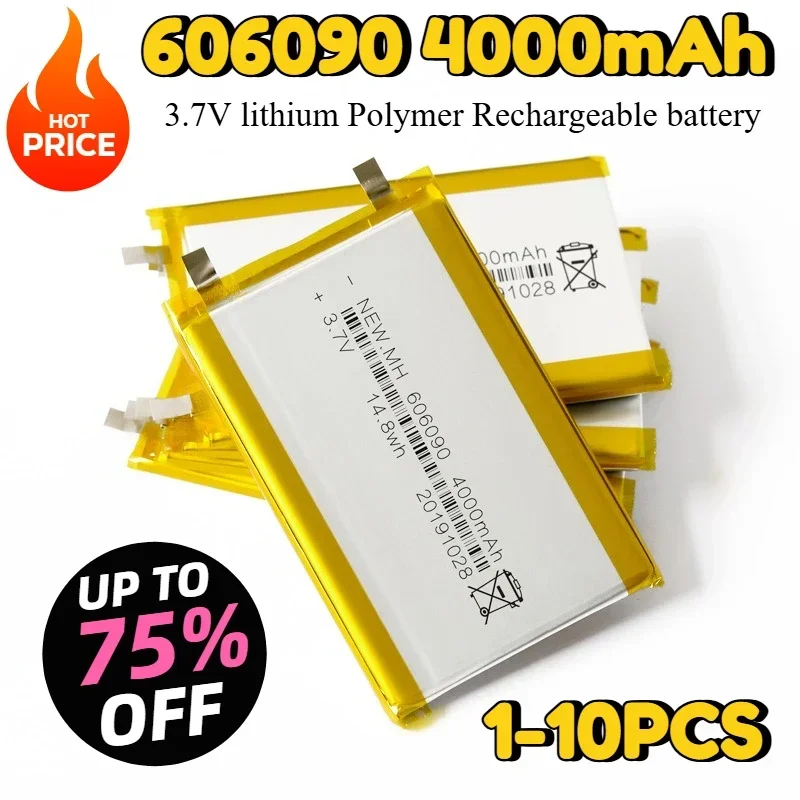 606090 بطارية ليثيوم بوليمر 3.7 فولت 4000 مللي أمبير 14.8Wh بطاريات ليثيوم بوليمر قابلة للشحن لبنك الطاقة اللوحي الكمبيوتر المحمول PSP PAD
