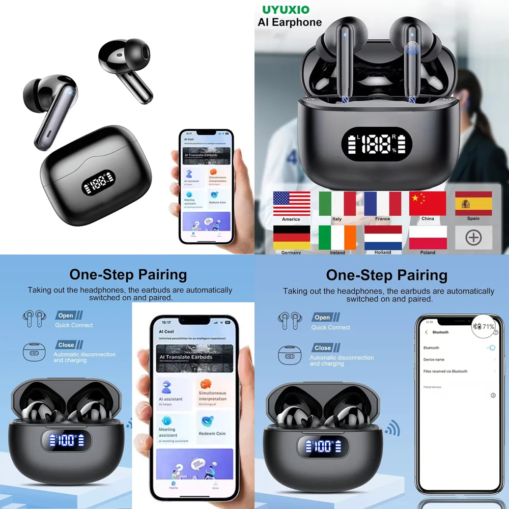 

Real Time Wireless Earbuds TWS AI Language Translator Earphone with 144 Online Languages Trending Products Wireless Headphones