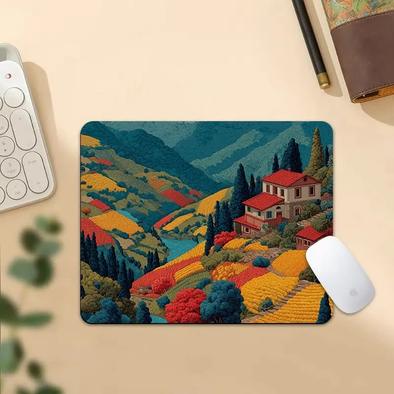カラフルな秋のパーソナライズされたクリエイティブな小さなガラスマウスパッドリストガードパッドコンピュータキーボードパッドオフィス汚れに強いデスクパッド