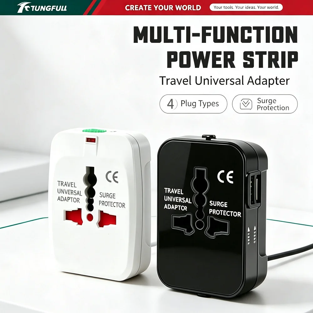 TUNGFULL All In One International Travel Plug Adapter EU UK US AU Socket Converter Global Portable Power Adaptor For