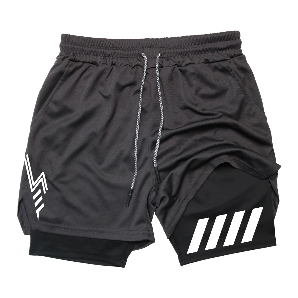 

Мужские спортивные шорты 2 в 1, быстросохнущие компрессионные шорты для фитнеса и повседневные шорты, подходящие для повседневной носки и поездок на работу