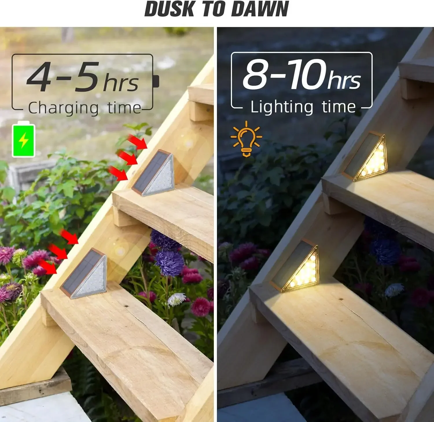 Outdoor Stair Lights 24 Pack, Solar Step Lights IP67 Waterproof with 13 Bright LEDs, 3000K Warm White, Auto On/Off, Triangular D