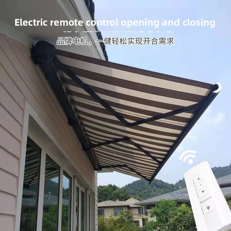 

Настраиваемый выдвижной тент с электрической подсветкой, полный ящик, складной автоматический тент, двор, балкон, вилла, открытый