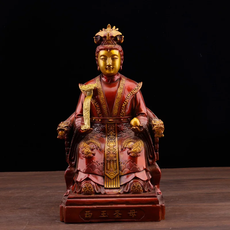 Pure Brass Saint , Yaochi Golden Xiwang Mother Goddess Statue, Home Living Room Temple Worship Orname
