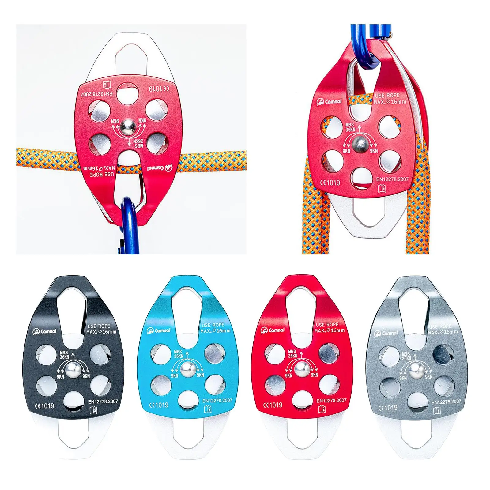 

36KN Double Pulley for 16mm Rope Rock Tree Climbing Dragging - CE Approved