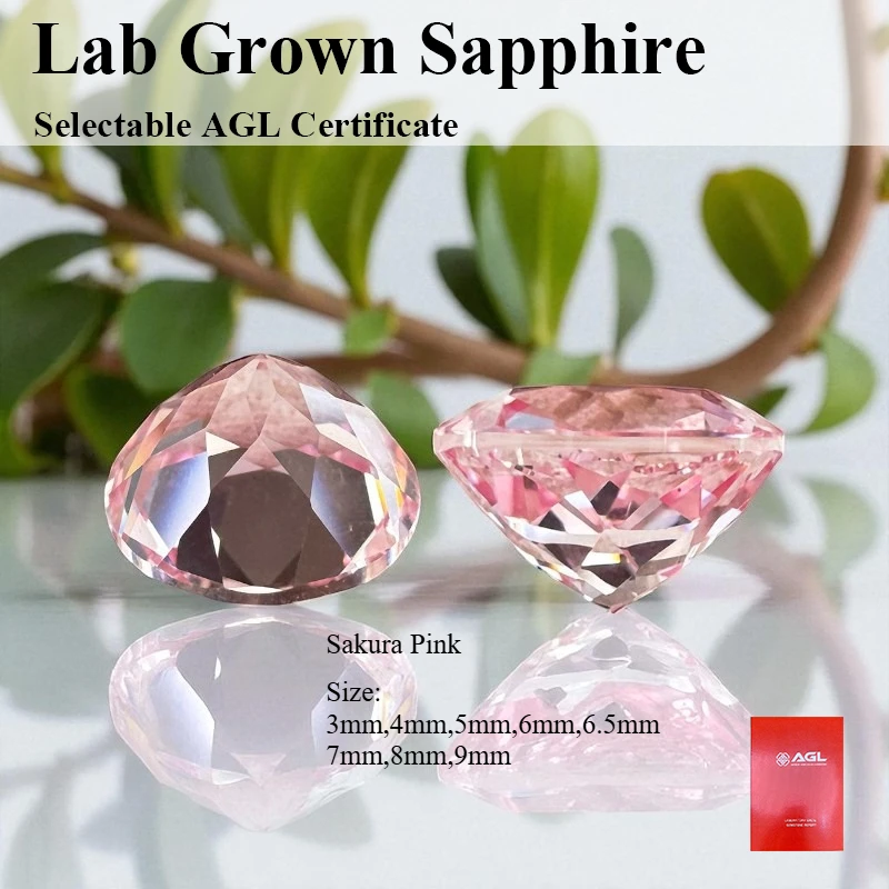

Lab Grown Sapphire Round Cut Sakura Pink Gemstone Beads Pass Diamond Tester For Jewelry Diy Making Selectable AGL Certificate