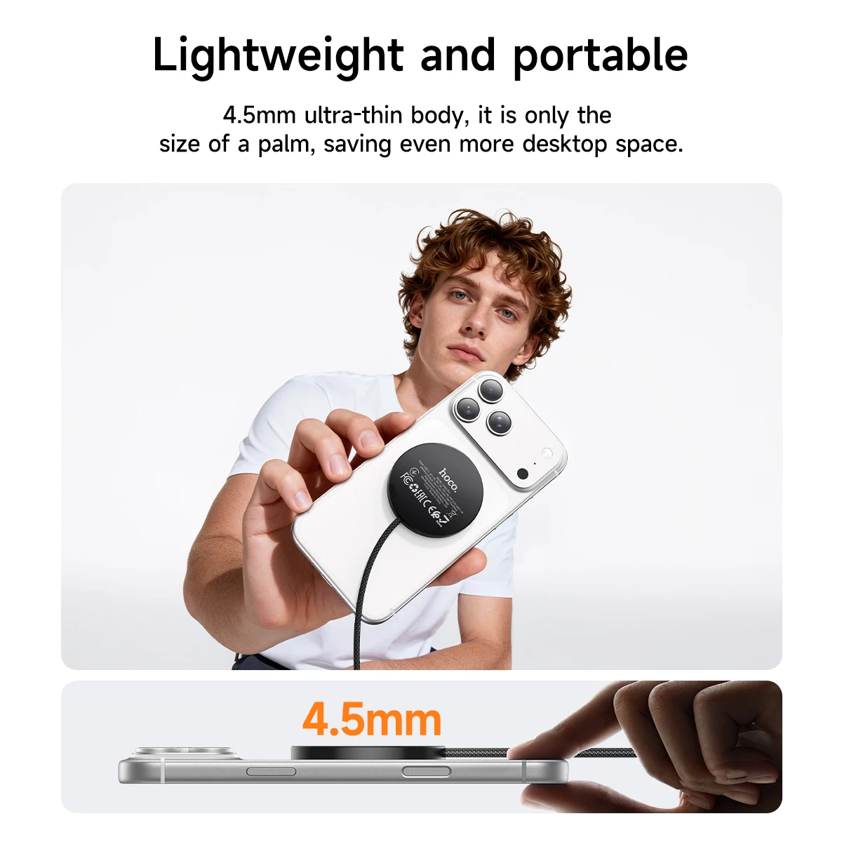 HOCO CW63 Pro Fast Qi2 Magnetic Wireless Fast Charger Desktop Charging Holder For Iphone 18 17 Pro Mobile Phones Type-C Input view 6