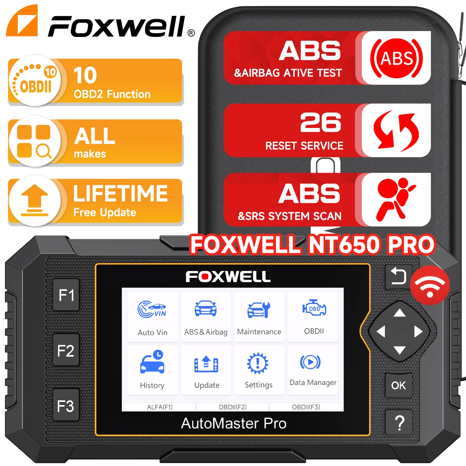 Foxwell NT650 Pro OBD2 Scanner ABS SRS OIL Reset Code Reader D-P-F TPMS BRT EPB Car OBD2 Automotive Scanner Diagnostic Tools