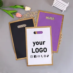 50 Zak met vier vingers, matte tas, gouden rand, handtas, plastic kleding, boodschappentas, cadeau, verjaardag, bruiloft, verpakking, aangepast logo