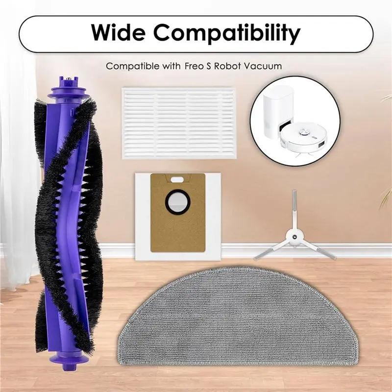 【TODAY ONLY】17PCS Replacement Parts For Narwal Freo S Robot Vacuum Cleaner Accessories Roller Brush Side Brush Mops Pad Filters