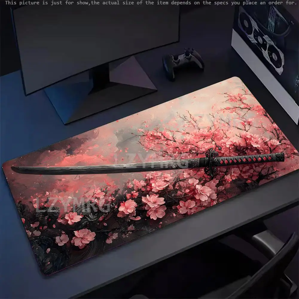 

Japanese Samurai Katana Mouse Pad Aesthetic Gaming Desk Accessories Laptop Accessories 900x400mm Keyboard Mat Gamer Extended Rug
