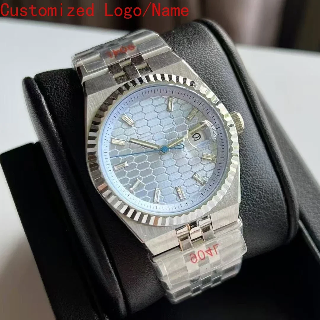 Picture 4: Customized 2025 New men's automatic mechanical watch, stainless steel bracelet,casual calendar,white and blue ladies' wristwatch