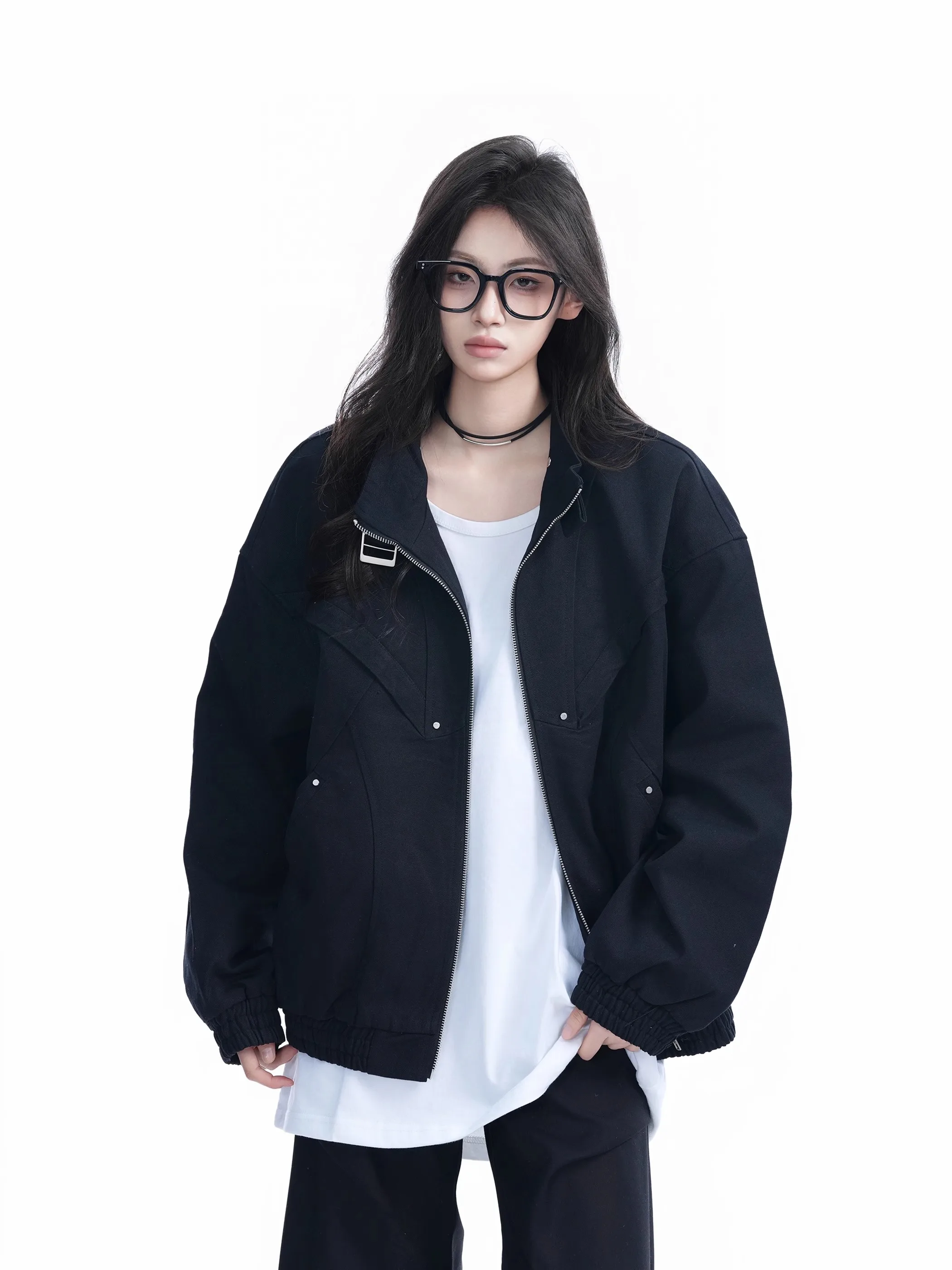 ストリート スレ ルーズフィット ワークウェア ジャケット スタンドカラー エクストラ カジュアル アウターウェア クリーンフィット オルト コート 男女兼用