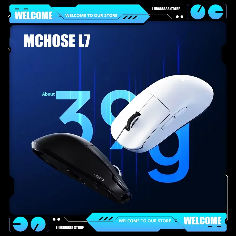 MCHOSE L7 Ultra Wireless Mouse PAW3395 8K Tri-โหมด 2.4G BT ชาร์จแบบพกพาน้ําหนักเบาแล็ปท็อป Esports ที่กําหนดเอง PC เม้าส์