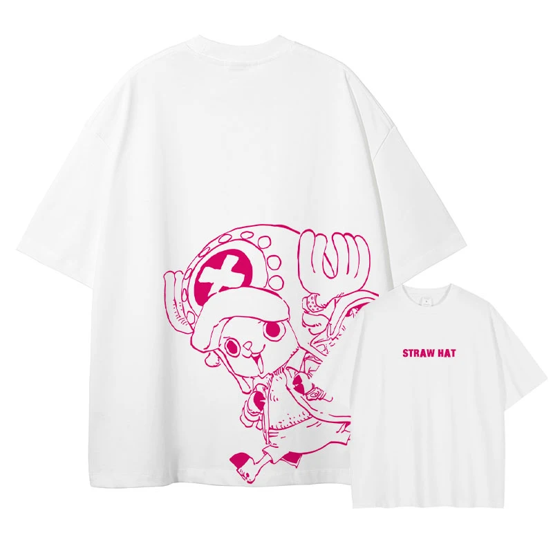 One Piece Strohhut-Piraten Unisex T-Shirt 2026 Sommer Neues Anime Beidseitig Bedrucktes Lässiges Eltern-Kind Kurzarm-Shirt