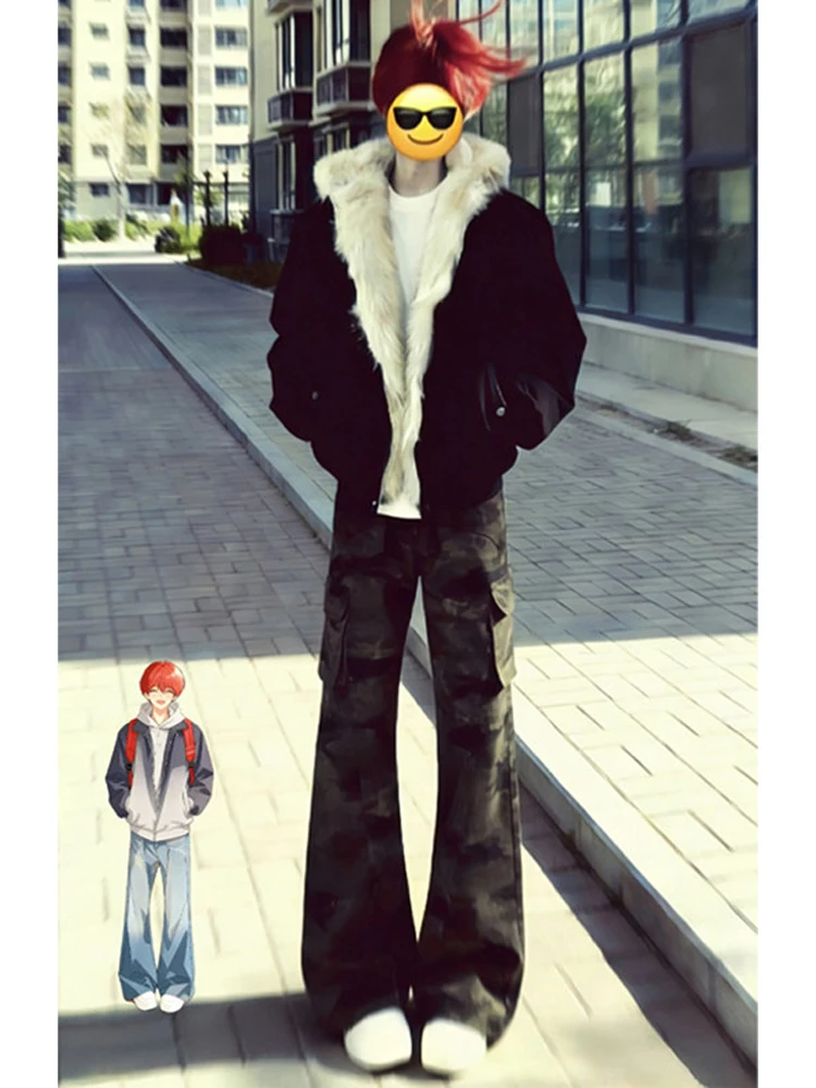 

Мужские камуфляжные джинсы Cleanfit: модные расклешенные брюки для подростков, осенне-зимняя коллекция, повседневные, удобные, в стиле High Street