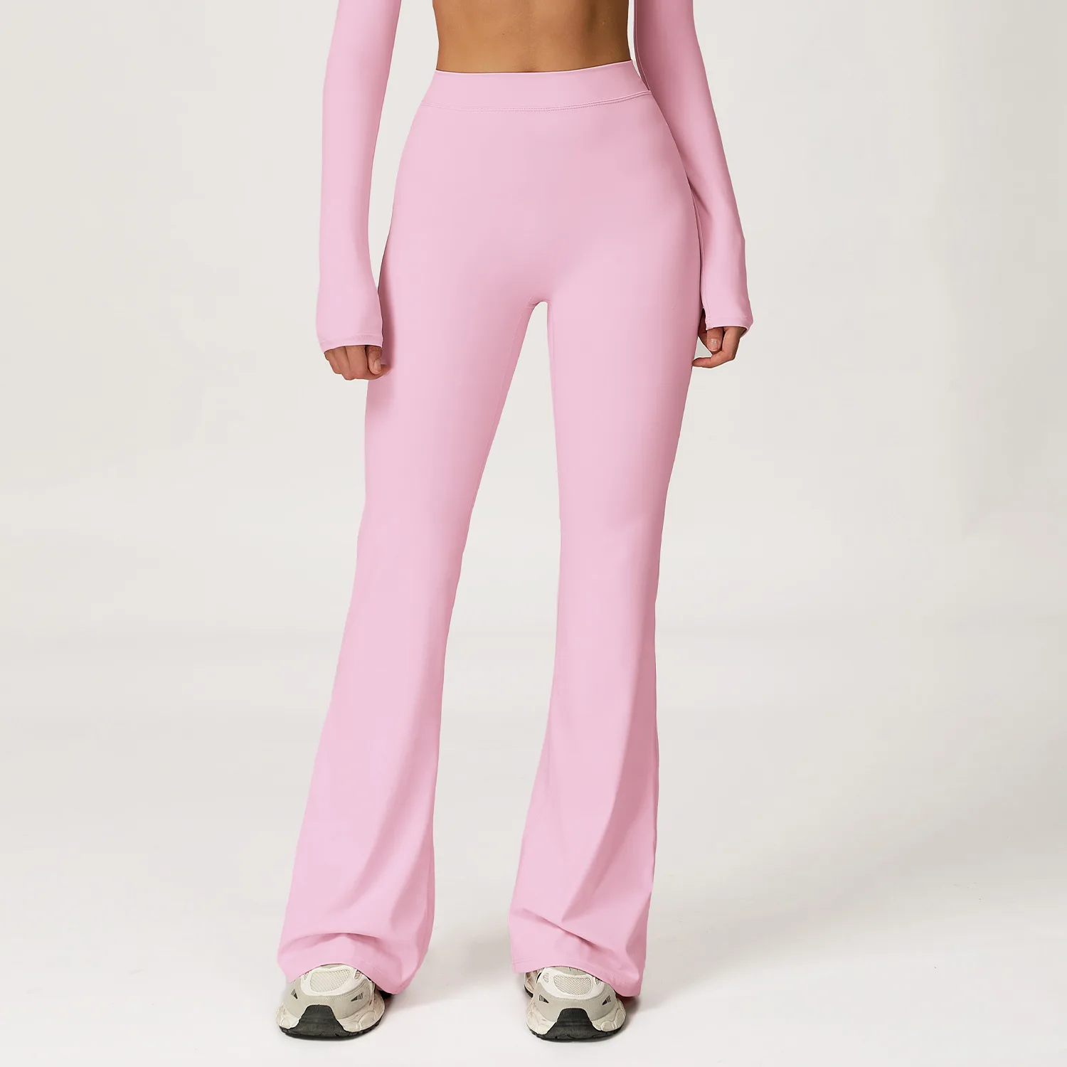 

High-Waisted Flared Leggings with Brushed Fabric - Slimming & Tapered Fit For Running, Gym, Workout (Breathable & Comfortable)