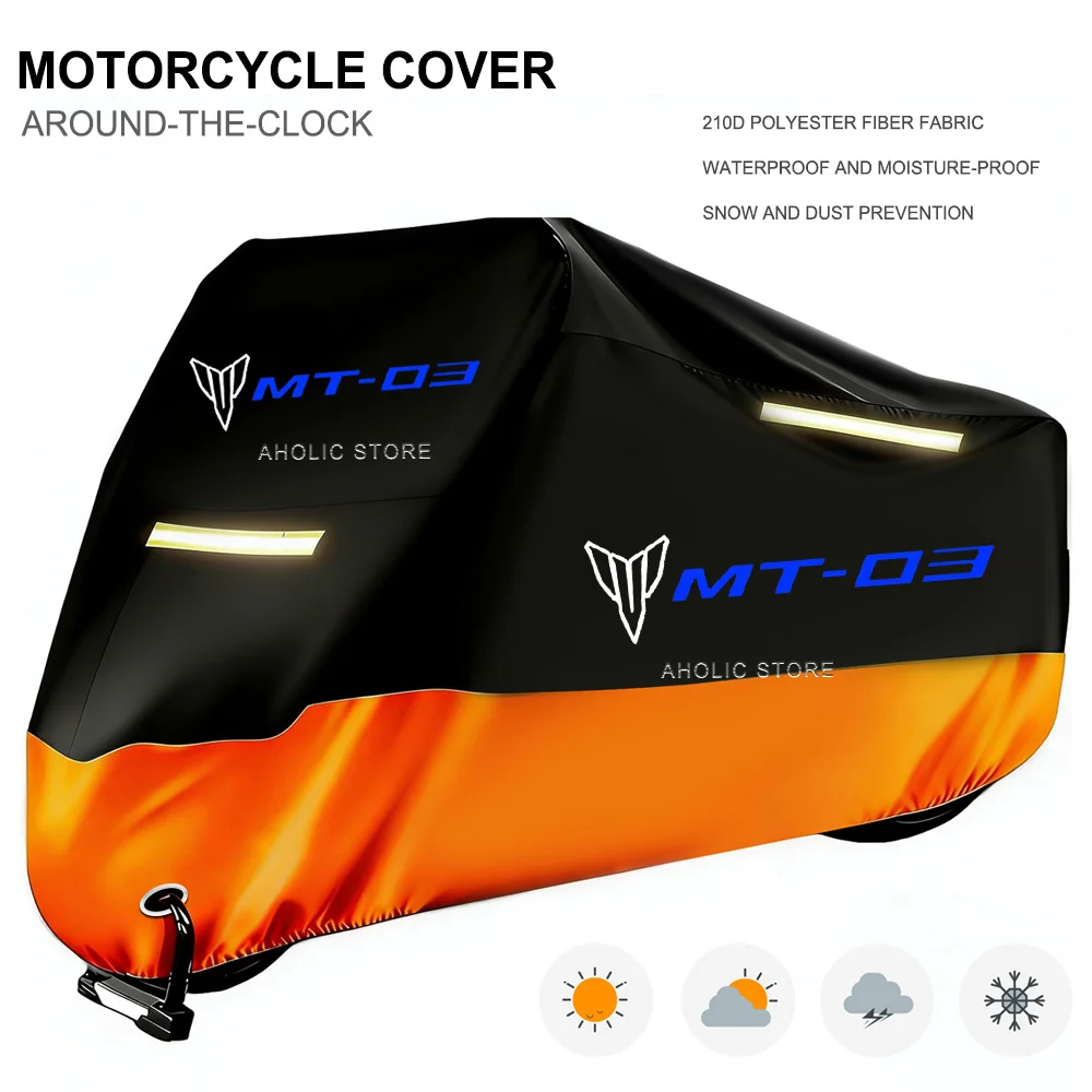 Cubierta de motocicleta 210D Oxford impermeable al aire libre interior a prueba de polvo protección UV a prueba de nieve para Yamaha yamaha MT03 mt03 mt 03