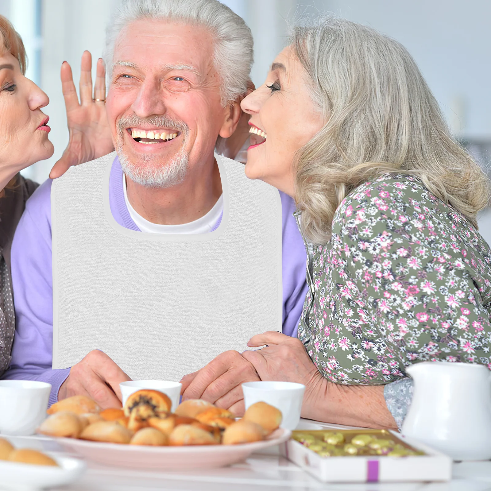 

Adult Bib Adjustable Feeding Bib for Elderly and Special Needs Clothing Protector for Mealtime Makeup Face Washing Reusable