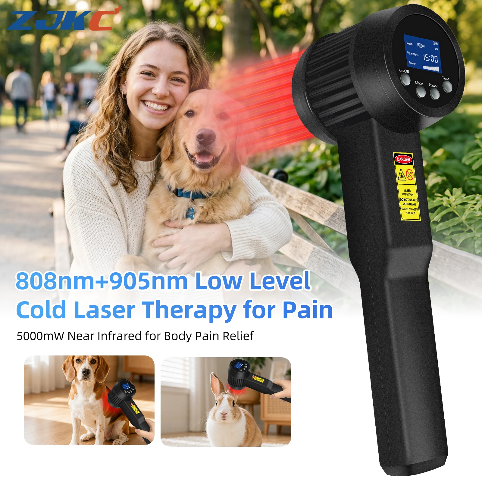ZJKC Physiotherapy Laser Therapy Device 5W 808nmx20 905nmx5 Cold Laser for Neck Shoulder Chronic Pain Inflammation Bursitis