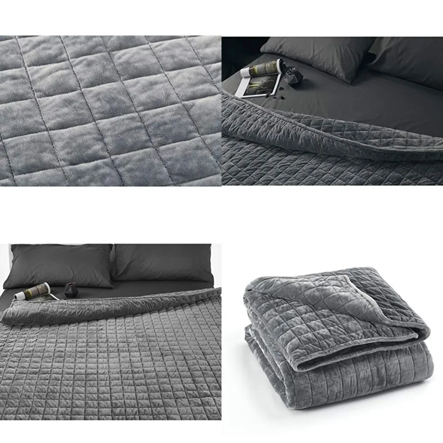 

Duvet Cover for Weighted Blanket Super Cozy and Warm Double-Side Square Quilted Minky Dark Grey