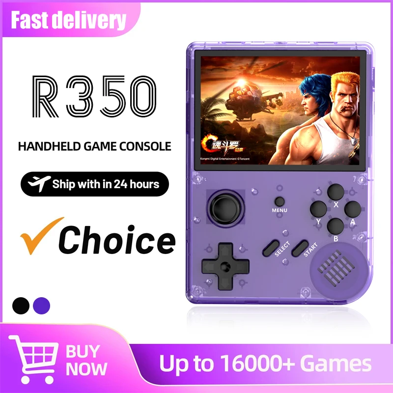 

NEW R350 Retro Video Handheld Game Console Linux System 64GB 3.5Inch IPS Screen 640x480 Portable Pocket Game Player 15000+ Game