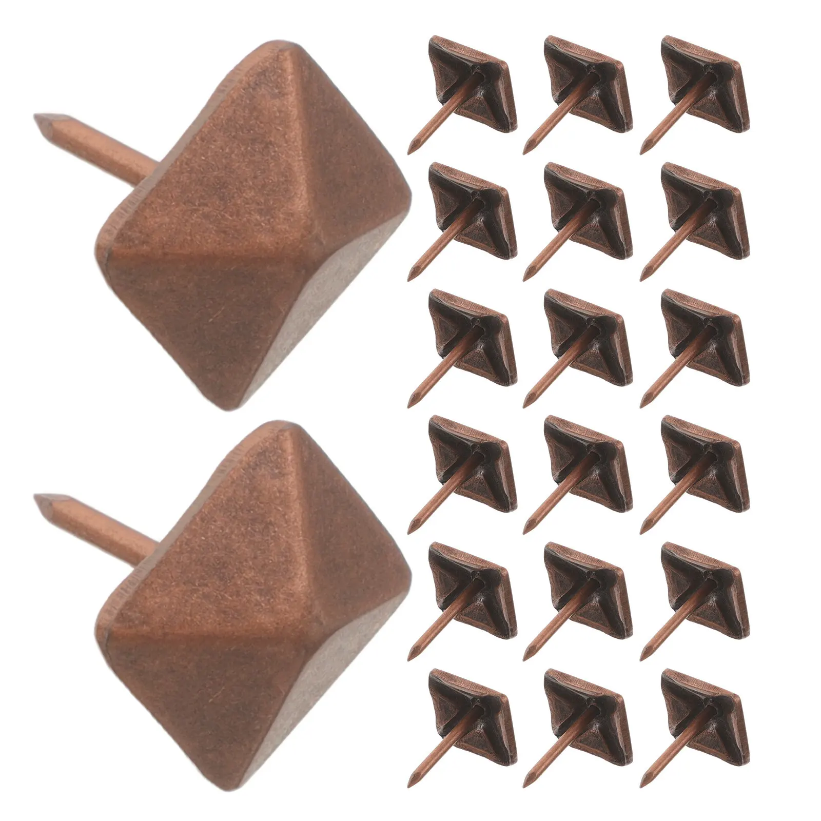 100Pcs Upholstery Tack Decorative Square Rivet Studs Antique Bubble Flat Thumb Tacks Push Pins for Furniture Wall DIY Upholstery