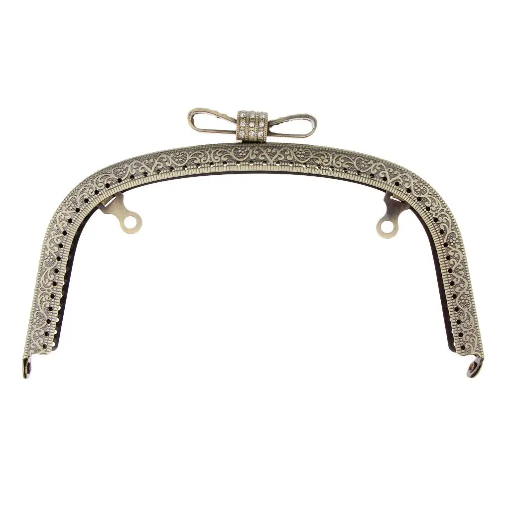 

Винтажная тисненая рамка для кошелька, железный замок с застежкой-поцелуем и бантом со стразами для DIY, аксессуары для кошелька