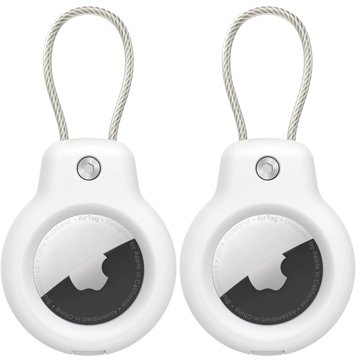 Voor Apple Airtag Case Hard Plastics Houder Anti-Verlies Sleutelhanger Met Stalen Kabel Voor Huisdieren Kraag Rugzak Bagagelabel GPS Tracking