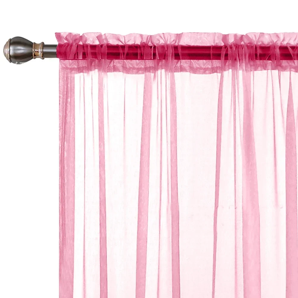 1Panel Curtains Polyester Tulle Mesh Sheer Curtain Shutter Screening Yarn  Room Door Valance Drape Home Supplies Textiles