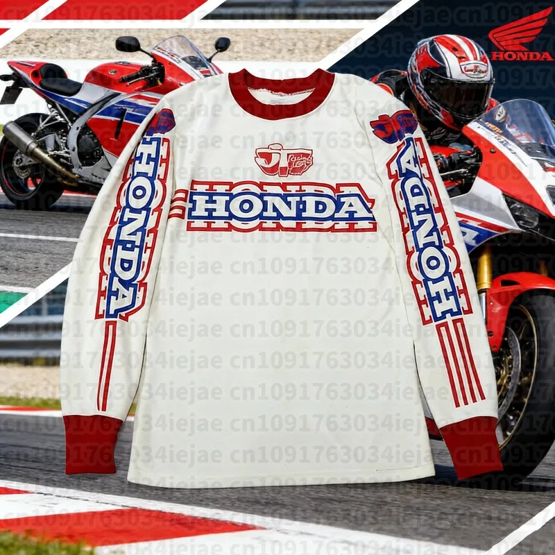 2025 الصيف هوندا دراجة نارية جيرسي طويلة الأكمام ركوب قميص تنفس الدراجة سباق والعتاد مريحة على الطرق الوعرة موتو الأعلى للرجال #1
