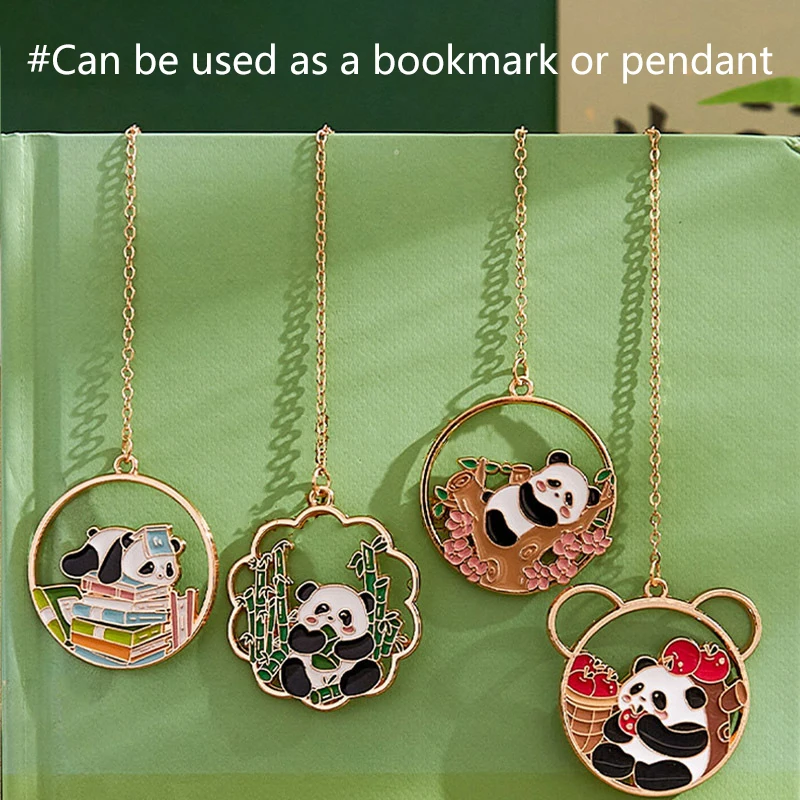 Metal Bookmarks Cute Cartoon Panda Book Page Pendant Creative Student Stationery Advanced Sense Reading Book Page Holder