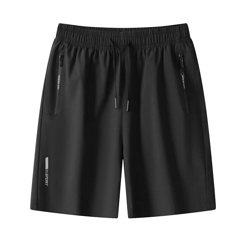 For 2024 Summer High Quality Breathe Shorts Men Casual Elastic Waist Men Quick Dry Fitness Jogging Beach Black Fahion Shorts