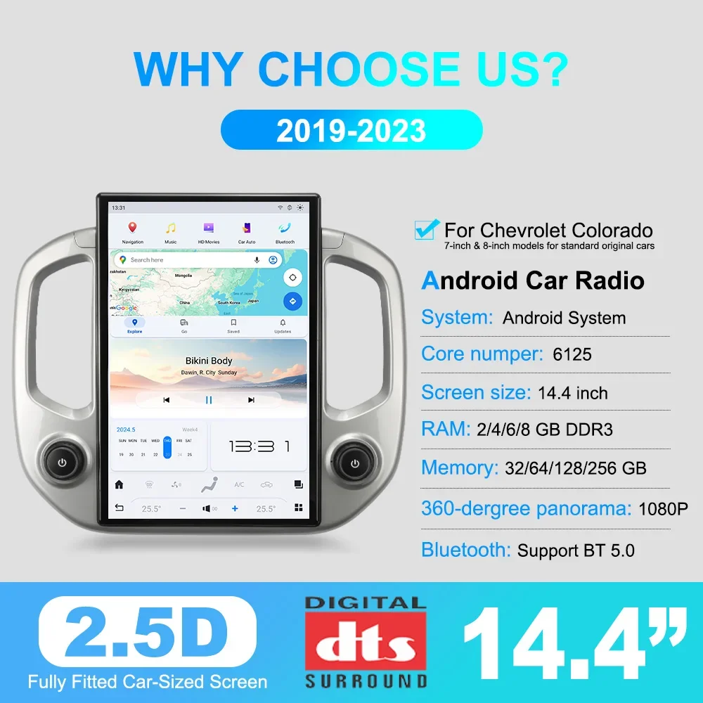 for GMC Canyon Chev Colorado 2019 2023 Upgrade Tes Style Auto Stereo Wireless Carplay Touch Screen