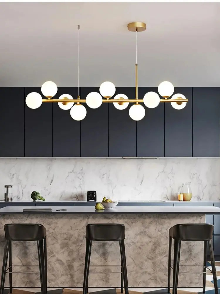 

Nordic Modern Ball-shaped LED Pendant Light with Glass Balls Hanging Lamp for Dining Table Kitchen Table Living Room Home Decor