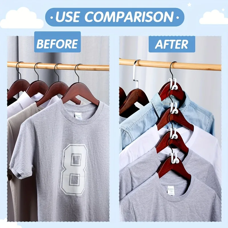 30/50pcs 1.6x1inches Heavy Duty Clothes Hanger Connector Hooks - Space Saving Cascading Connection Hooks for Organizer Closet