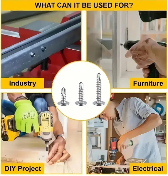 200–20 Stück Edelstahl-Kreuzplattenkopf-Bohrschwanzschrauben, großer flacher Kopf, selbstschneidende Kreuzschlitzschraube, Befestigungselemente, Hardware, DIY