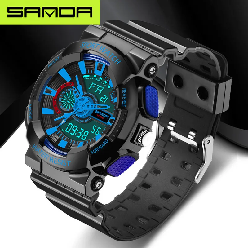 Fashion Sanda Top Brand Men\'s Led Digital G Outdoor Multi-function Student Gfit Waterproof Military Sports Watch Relojes Hombre