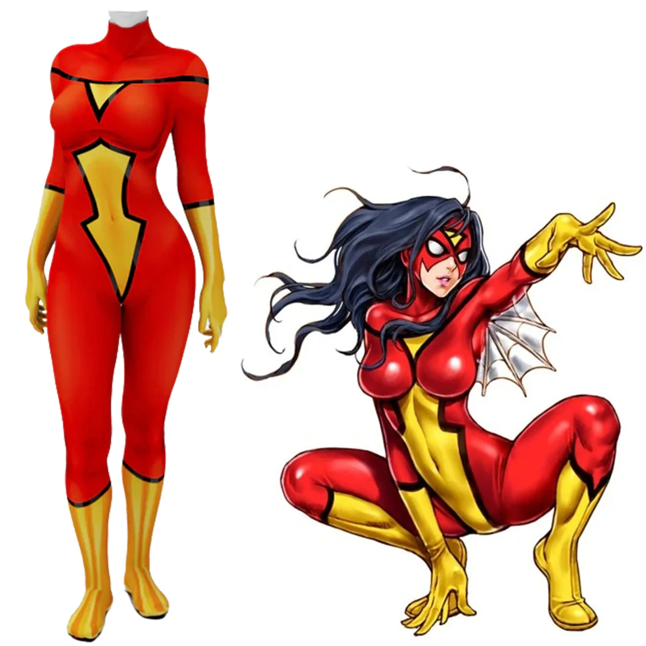 Spider-Woman Cosplay Jessica Drew SpiderGirls Costume Superhero 3D Printed Outfit Spandex Bodysuit Halloween Costume Spiderwoman