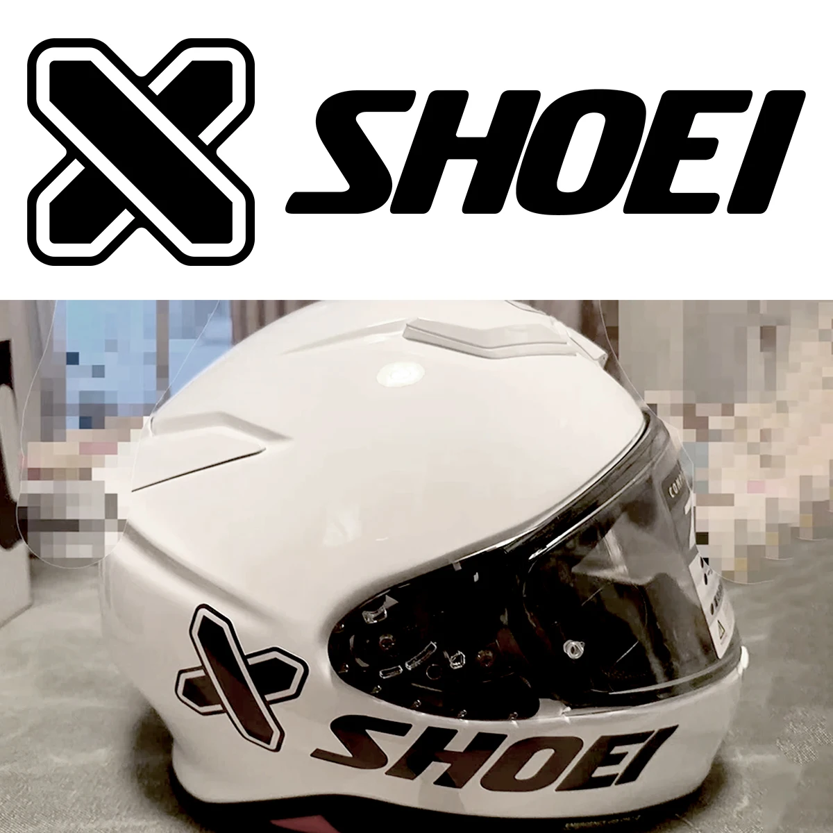 4PC For SHOEI Logo Reflective Vinyl Motorcycle Helmet Sticker for X Spirit III X Fourteen Neotec II Custom Decals