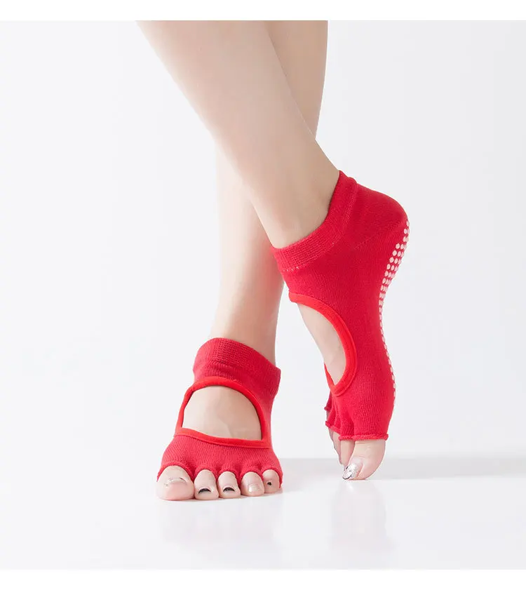 Frauen Fünf Zehen rückenfreie Pilates Socken rutschfeste Fitness Workout Yoga Socken Damen atmungsaktive Sport Ballett Tanz Hausschuhe für Fitnessstudio – Detail 6