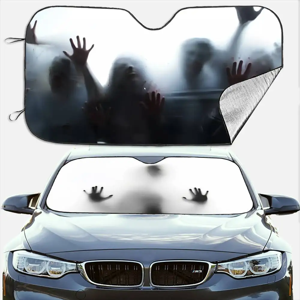 Funny Creepy Ghost Hand Light Car SunShade Windshield Anti-UV Protection Front Shade Attachment Sun Visor Protective Cover