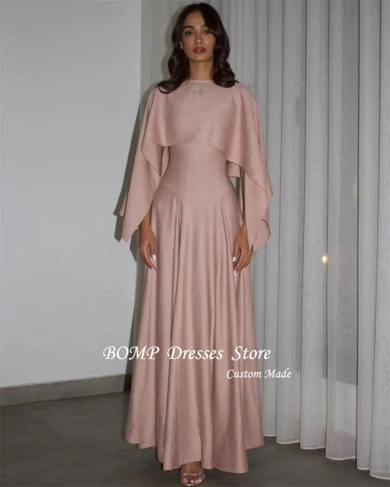 BOMP 2PCS Elegant Mother Of Bride Formal Evening Dresses Women Dubai Arabic Jacket Blush Pink Wedding Guest Gowns Customized